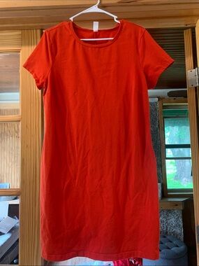 Women's Old Navy Classic Short Sleeve Knit T-shirt Tobiko Red Mini Dress XL